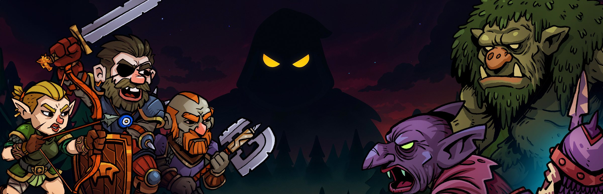 Boardlike: a band of heroes facing a troll and goblins